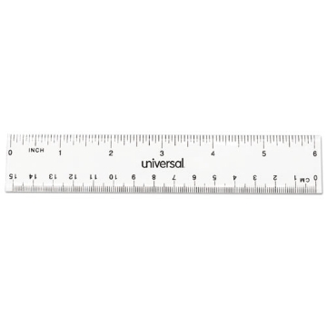 Picture of Clear Plastic Ruler, Standard/metric, 6" Long, Clear, 2/pack