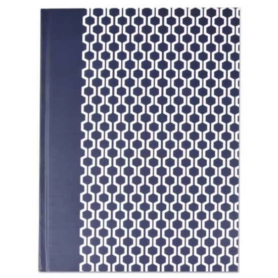 Picture of Casebound Hardcover Notebook, 1-Subject, Wide/Legal Rule, Dark Blue/White Cover, (150) 10.25 x 7.63 Sheets