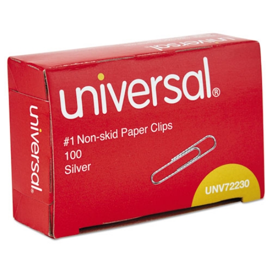 Picture of Paper Clips, #1, Nonskid, Silver, 100 Clips/Box, 10 Boxes/Pack