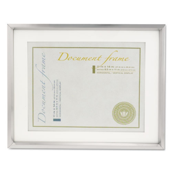 Picture of Plastic Document Frame with Mat, 11 x 14 and 8.5 x 11 Inserts, Metallic Silver