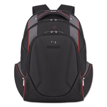Picture of Launch Laptop Backpack, Fits Devices Up to 17.3", Polyester, 12.5 x 8 x 19.5, Black/Gray/Red