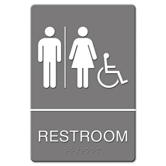 Picture of Ada Sign, Restroom/wheelchair Accessible Tactile Symbol, Molded Plastic, 6 X 9