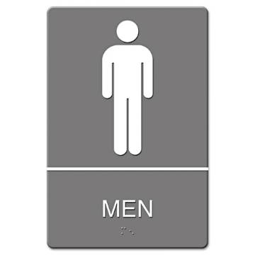 Picture of Ada Sign, Men Restroom Symbol W/tactile Graphic, Molded Plastic, 6 X 9, Gray