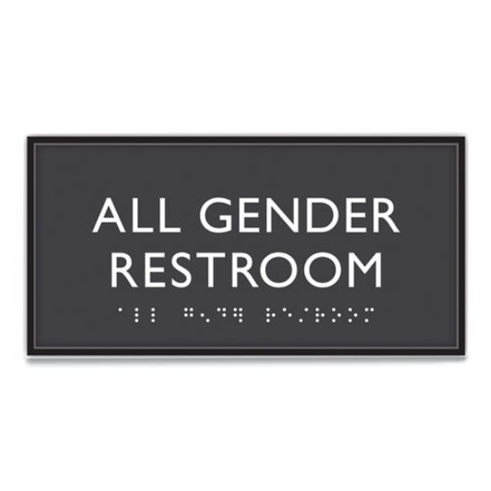 Picture of ADA Sign, All Gender Restroom, Plastic, 4 x 4, Clear/White