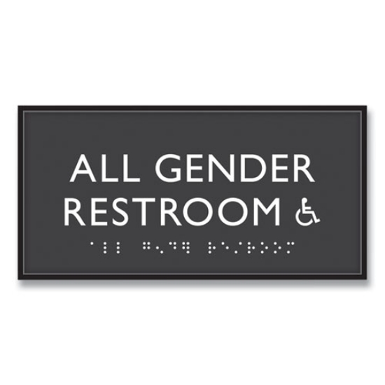Picture of ADA Sign, All Gender Restroom Accessible, Plastic, 4 x 4, Clear/White