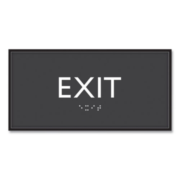 Picture of ADA Sign, Exit, Plastic, 4 x 4, Clear/White