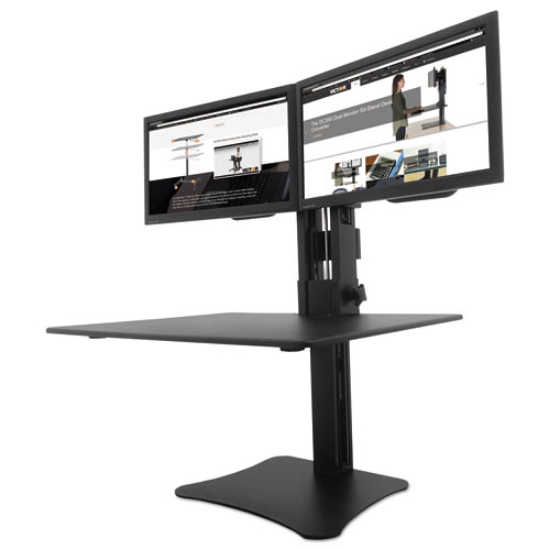 Picture of High Rise Dual Monitor Standing Desk Workstation, 28" X 23" X 10.5" To 15.5", Black