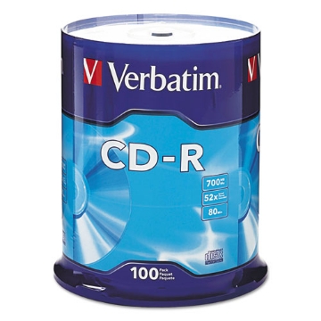 Picture of Cd-R Recordable Disc, 700 Mb/80 Min, 52x, Spindle, Silver, 100/pack