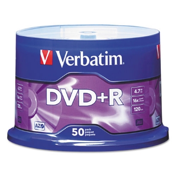 Picture of Dvd+r Recordable Disc, 4.7 Gb, 16x, Spindle, Matte Silver, 50/pack
