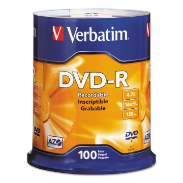 Picture of Dvd-R Recordable Disc, 4.7 Gb, 16x, Spindle, Silver, 100/pack