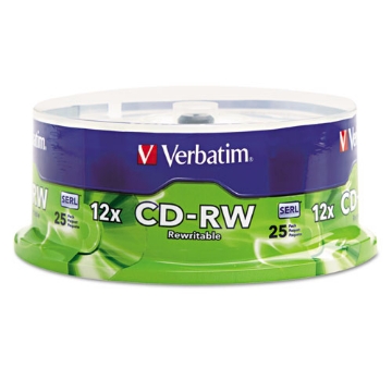 Picture of Cd-Rw Rewritable Disc, 700 Mb/80 Min, 12x, Spindle, Silver, 25/pack