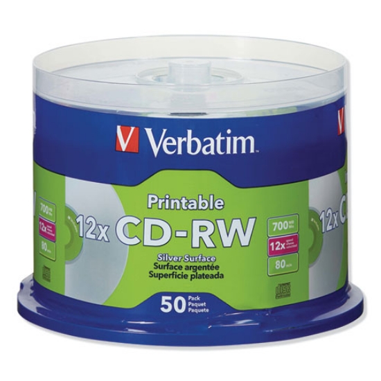 Picture of Cd-Rw Datalifeplus Printable Rewritable Disc, 700 Mb/80 Min, 12x, Spindle, Silver, 50/pack