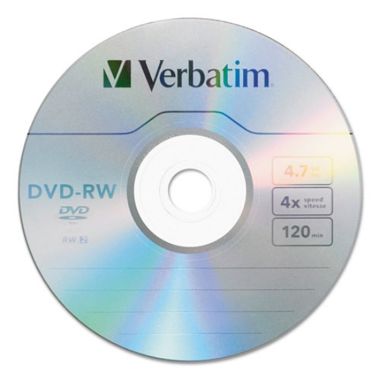 Picture of DVD-RW Rewritable Disc, 4.7 GB, 4x, Spindle, Silver, 30/Pack
