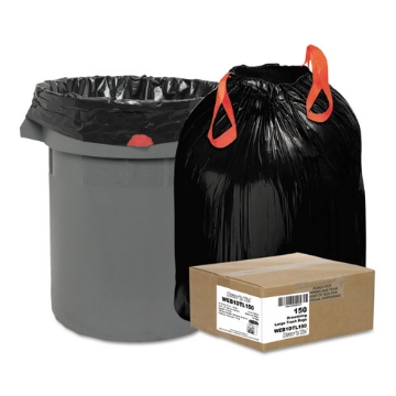 Picture of Heavy-Duty Trash Bags, 33 gal, 1.2 mil, 33.5" x 38", Black, 25 Bags/Roll, 6 Rolls/Box