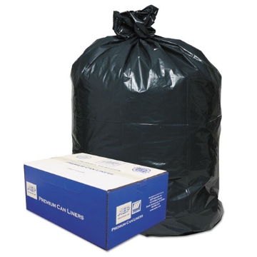 Picture of Linear Low-Density Can Liners, 60 gal, 0.9 mil, 38" x 58", Black, 10 Bags/Roll, 10 Rolls/Carton