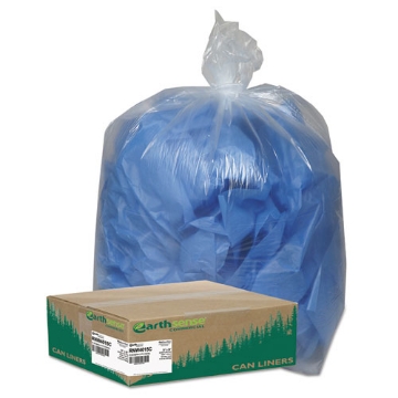 Picture of Linear Low Density Clear Recycled Can Liners, 33 gal, 1.25 mil, 33" x 39", Clear, 10 Bags/Roll, 10 Rolls/Carton