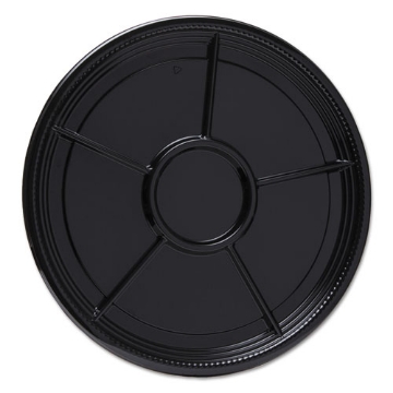 Picture of Caterline Casuals Thermoformed Platters, 6-Compartment, 16" Diameter, Black, Plastic, 25/Carton