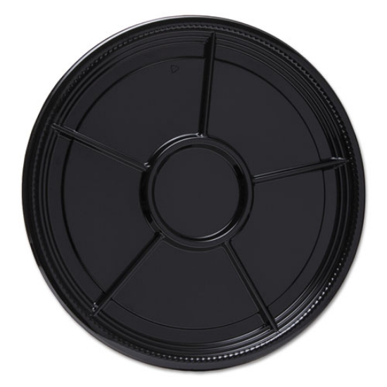 Picture of Caterline Casuals Thermoformed Platters, 6-Compartment, 16" Diameter, Black, Plastic, 25/Carton