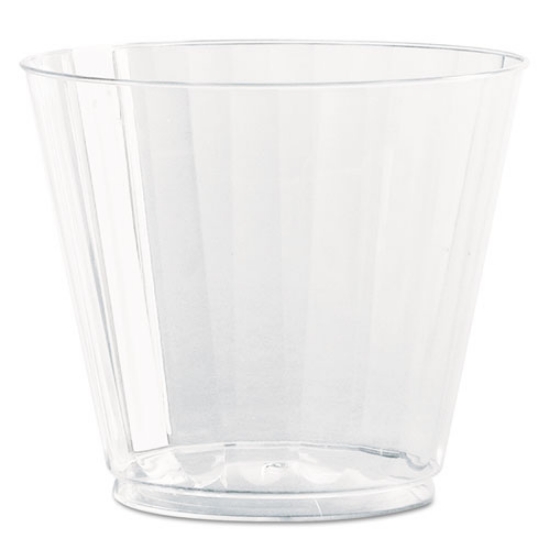 Picture of Classic Crystal Plastic Tumblers, 9 Oz, Clear, Fluted, Squat, 20/pack, 12 Packs/carton