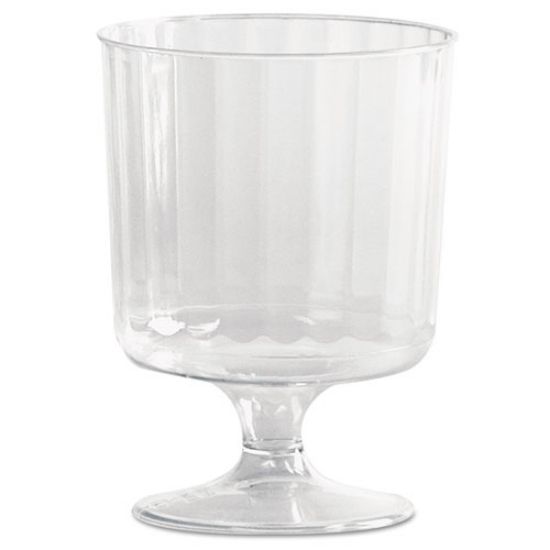 Picture of Classic Crystal Plastic Wine Glasses On Pedestals, 5 Oz, Clear, Fluted, 10/pack, 24 Packs/carton