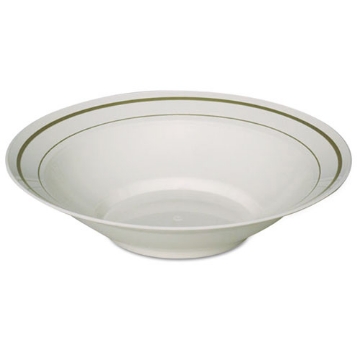 Picture of Masterpiece Plastic Bowls, 10 Oz, Ivory/gold, 10/pack, 15 Packs/carton