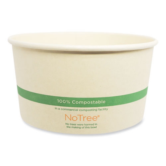 Picture of no tree wide paper bowls, 32 oz, 5.9" diameter x 3.1"h, natural, sugarcane, 300/carton