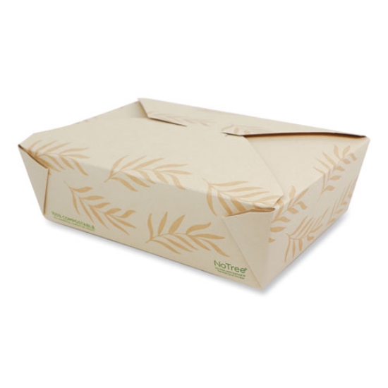 Picture of no tree folded takeout containers, 65 oz, 6.25 x 8.7 x 2.5, natural, sugarcane, 200/carton