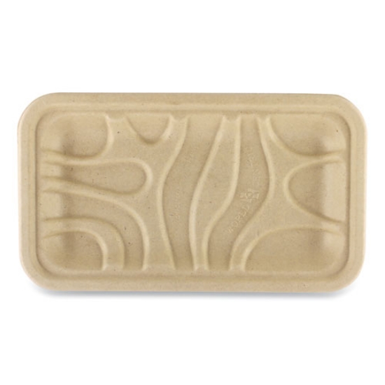 Picture of Fiber Trays, PLA Lined, PFAS Free, 1-Compartment, 8.3 x 4.9 x 0.7, Natural, Paper, 500/Carton