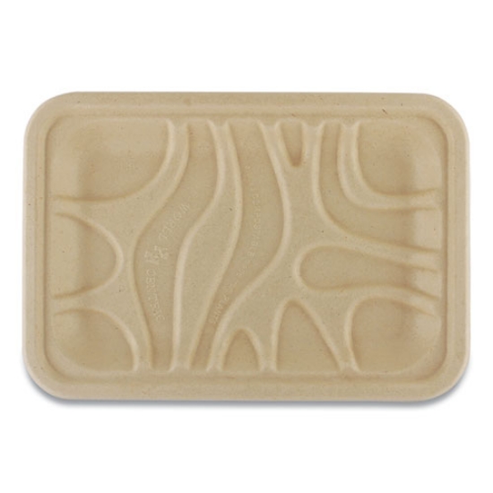Picture of Fiber Trays, PLA Lined, PFAS Free, 1-Compartment, 8.2 x 5.7 x 0.7, Natural, Paper, 500/Carton