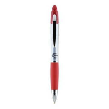 Picture of Z-Grip MAX Ballpoint Pen, Retractable, Medium 1 mm, Red Ink, Silver/Red Barrel, 12/Pack