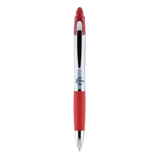 Picture of Z-Grip MAX Ballpoint Pen, Retractable, Medium 1 mm, Red Ink, Silver/Red Barrel, 12/Pack