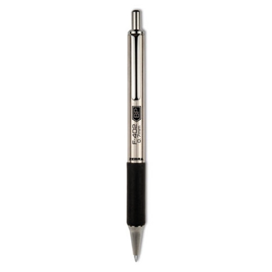Picture of F-402 Ballpoint Pen, Retractable, Fine 0.7 Mm, Black Ink, Stainless Steel/black Barrel