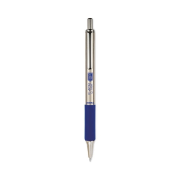 Picture of F-402 Ballpoint Pen, Retractable, Fine 0.7 Mm, Blue Ink, Stainless Steel/blue Barrel, 2/pack