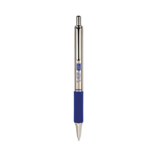 Picture of F-402 Ballpoint Pen, Retractable, Fine 0.7 Mm, Blue Ink, Stainless Steel/blue Barrel, 2/pack