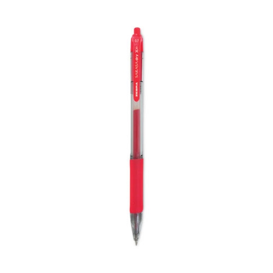 Picture of Sarasa Dry Gel X20 Gel Pen, Retractable, Medium 0.7 mm, Red Ink, Clear/Red Barrel, 12/Pack