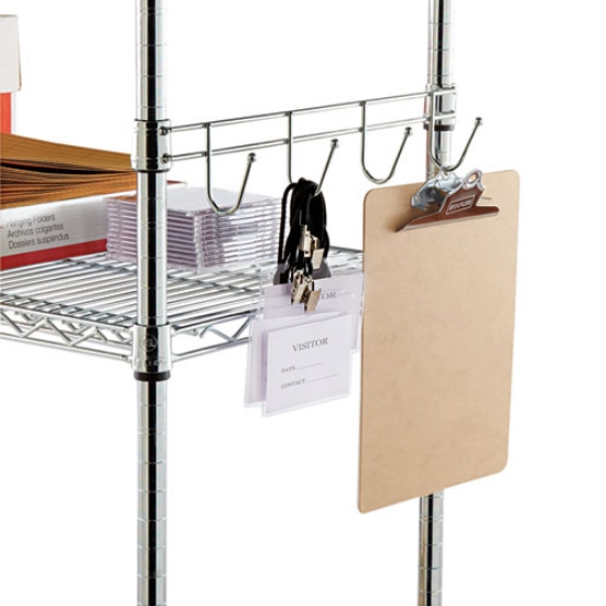 Picture of Hook Bars For Wire Shelving, Four Hooks, 18" Deep, Silver, 2 Bars/pack