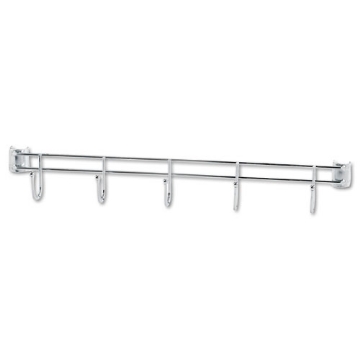 Picture of Hook Bars For Wire Shelving, Five Hooks, 24" Deep, Silver, 2 Bars/pack