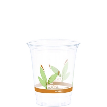 Picture of Bare Eco-Forward Rpet Cold Cups, 12 Oz To 14 Oz, Leaf Design, Clear, Squat, 50/pack