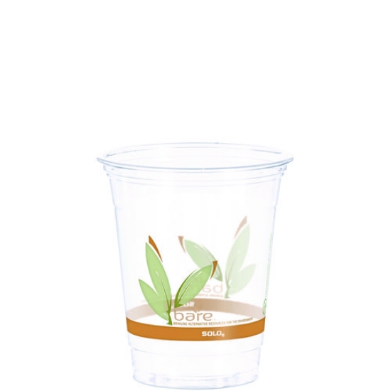Picture of Bare Eco-Forward Rpet Cold Cups, 12 Oz To 14 Oz, Leaf Design, Clear, Squat, 50/pack