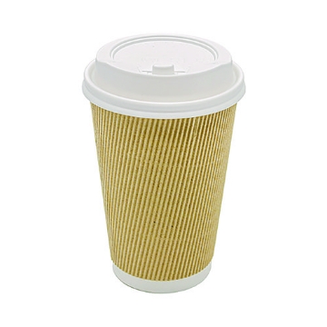 Picture of Ripple Hot Cups, 16 oz, Kraft/White, 500/Carton