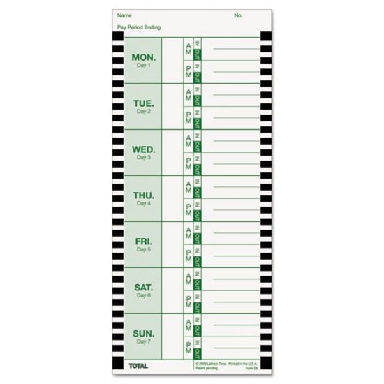 Picture of Time Clock Cards For Lathem Time 800p, One Side, 4 X 9, 100/pack