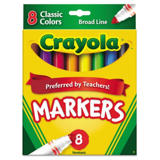 Picture of Non-Washable Marker, Broad Bullet Tip, Assorted Classic Colors, 8/pack
