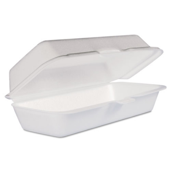 Picture of Foam Hinged Lid Container, Hot Dog Container, 3.8 X 7.1 X 2.3, White,125/bag, 4 Bags/carton