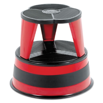 Picture of Kik-Step Steel Step Stool, 2-Step, 350 lb Capacity, 16" Diameter x 14.25"h, Red