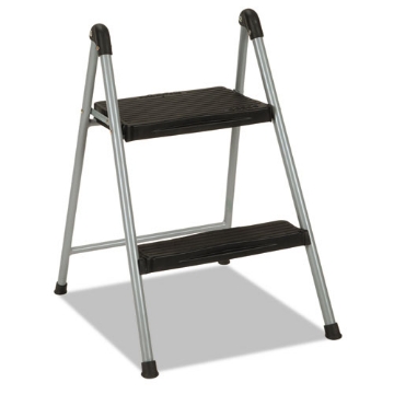 Picture of Folding Step Stool, 2-Step, 200 Lb Capacity, 16.9" Working Height, Platinum/black