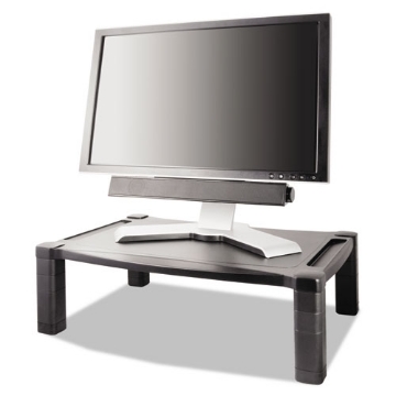 Picture of Wide Deluxe Two-Level Monitor Stand, 20" X 13.25" X 3" To 6.5", Black, Supports 50 Lbs