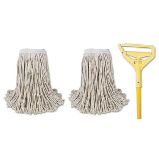Picture of Cotton Cut End Mop Kit, #24 Natural Cotton Head, 60" Yellow Metal/plastic Handle