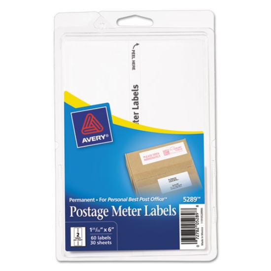 Picture of Postage Meter Labels For Personal Post Office, 1.78 X 6, White, 2/sheet, 30 Sheets/pack, (5289)