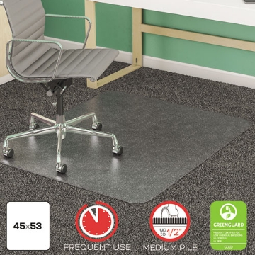 Picture of Supermat Frequent Use Chair Mat, Med Pile Carpet, 45 X 53, Beveled Rectangle, Clear