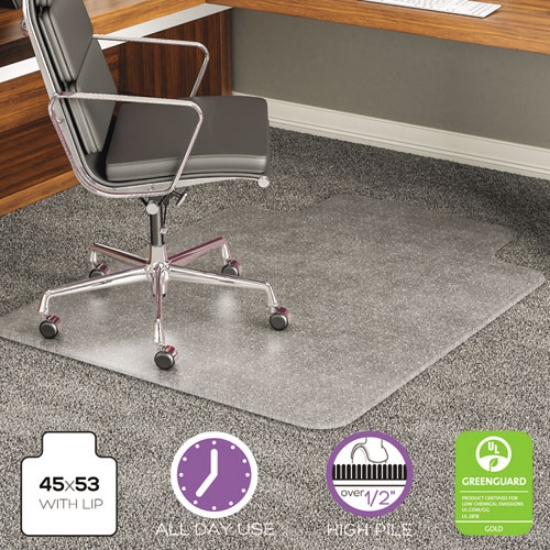 Picture of Execumat All Day Use Chair Mat For High Pile Carpet, 45 X 53, Wide Lipped, Clear